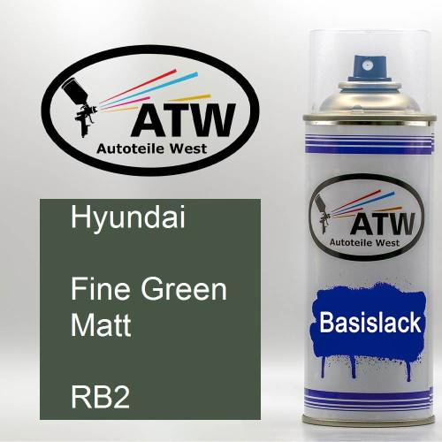Hyundai, Fine Green Matt, RB2: 400ml Sprühdose, von ATW Autoteile West.